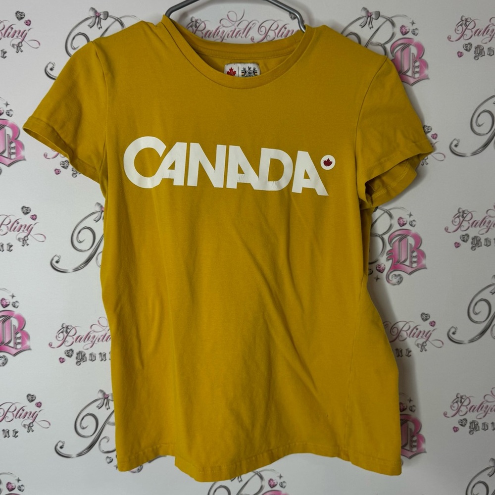 Hudsonβs bay co Olympic mustard rusty Yellow Canada T-Shirt - Picture 2 of 8